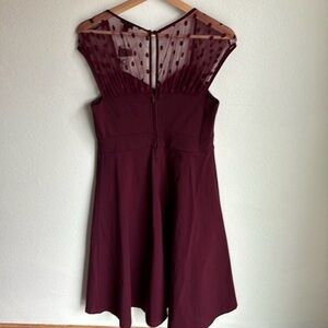 TORRID Womens Burgundy Swing Skater Dress Mesh Cap Sleeve Sweetheart Size 10 NWT